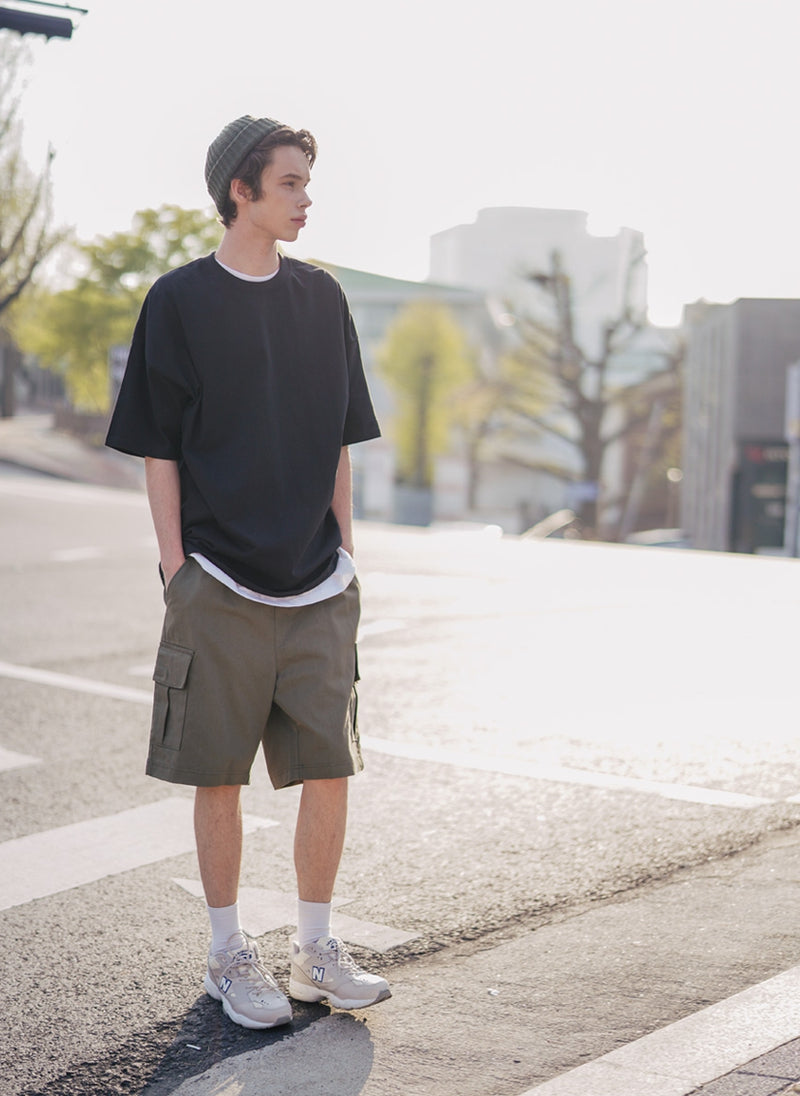 UNDERBASE(アンダーベース) Single overfit short-sleeve black ISST9052