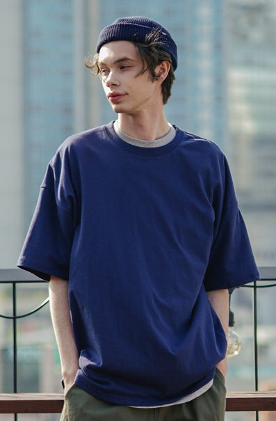 UNDERBASE(アンダーベース) Single overfit short-sleeve navy ISST9052