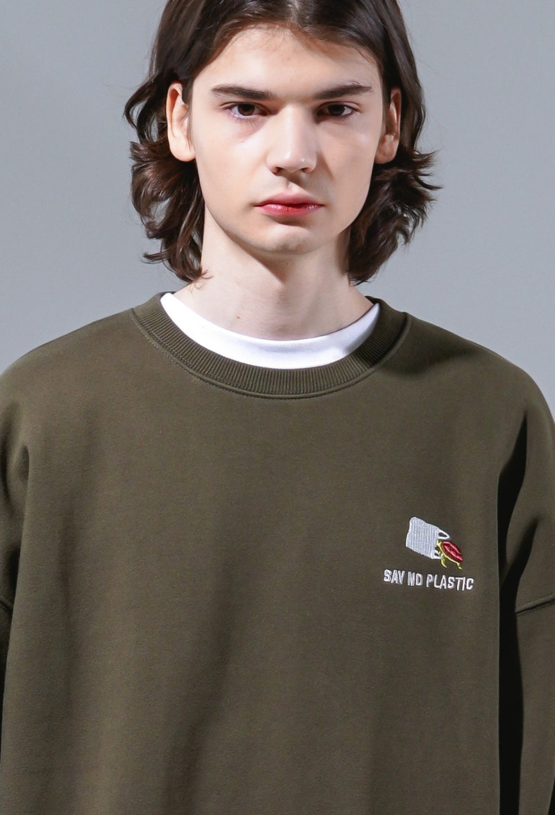 UNDERBASE(アンダーベース) Save Ocean Sweatshirt Khaki ISMT9091