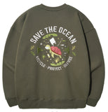 UNDERBASE(アンダーベース) Save Ocean Sweatshirt Khaki ISMT9091