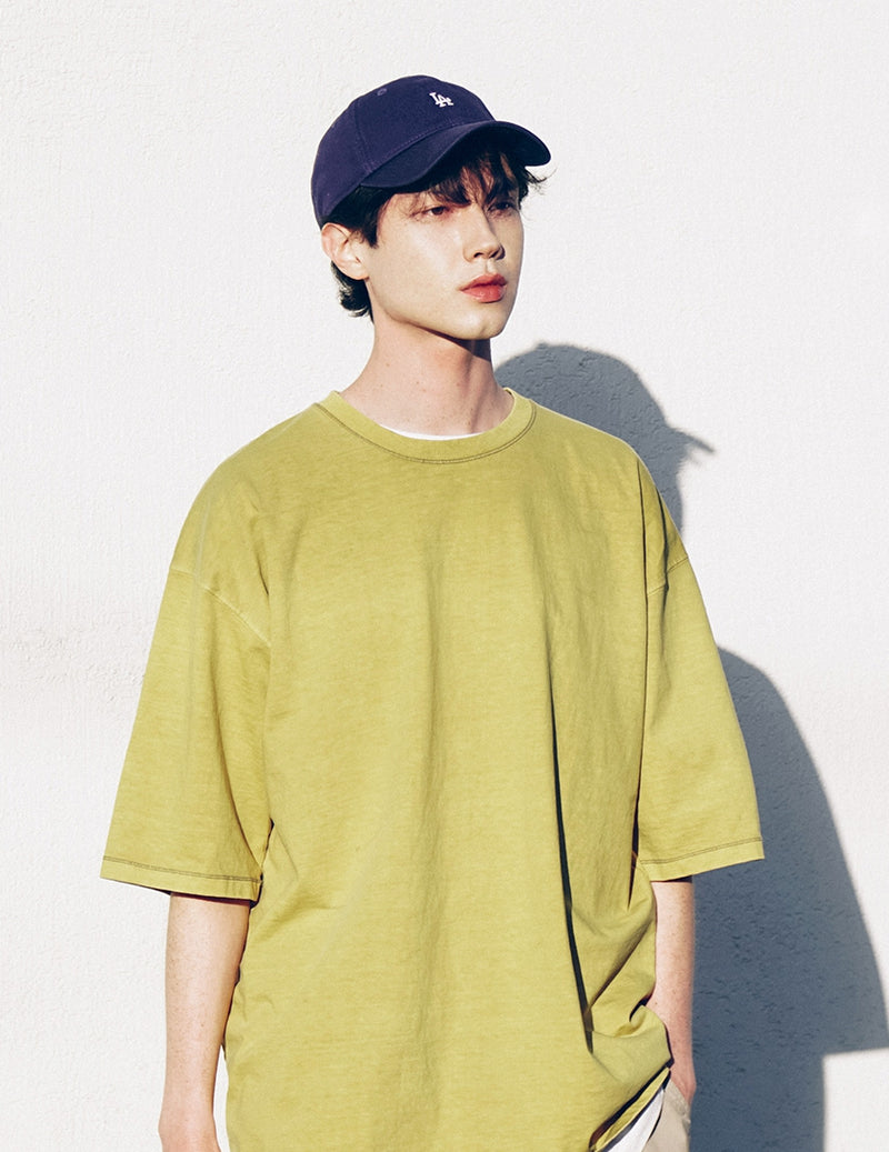 FEPL(ペプル) Line Stich Pigment half Sleeve T-shirts olive KYST1310