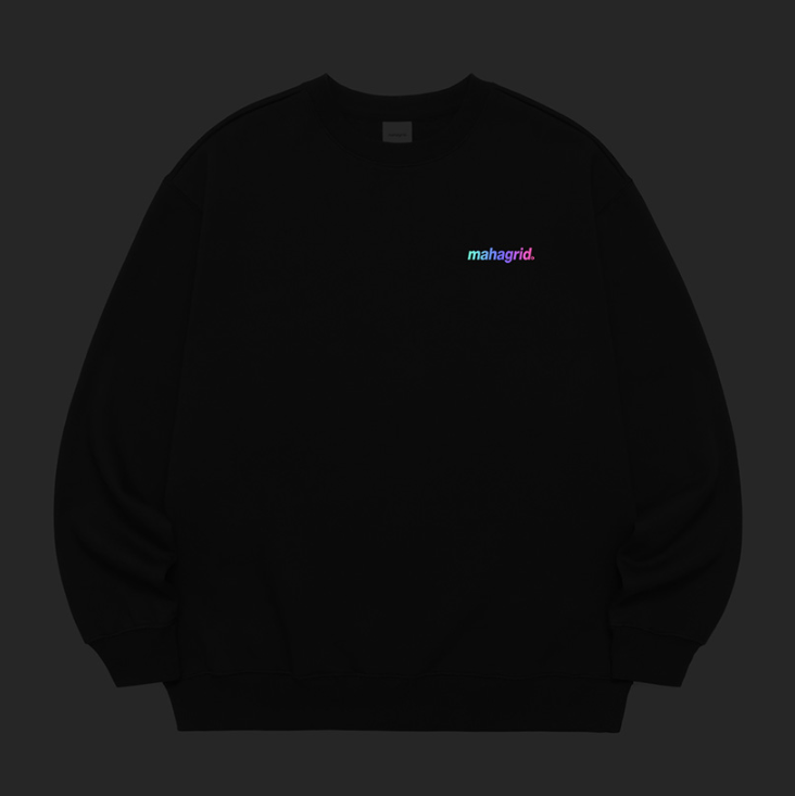 mahagrid (マハグリッド) RAINBOW REFLECTIVE LOGO CREWNECK [CHARCOAL]