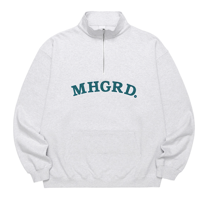 mahagrid (マハグリッド) ARC LOGO HALF ZIP SWEATSHIRT [LIGHT GREY]
