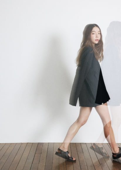 A NOTHING (エーナッシング) TWISTED ELASTIC CUT-OUT BOX TEE (Black)