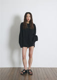 A NOTHING (エーナッシング) TWISTED ELASTIC CUT-OUT BOX TEE (Black)