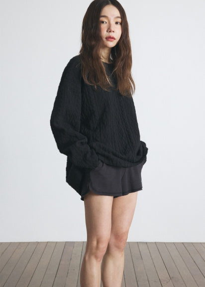 A NOTHING (エーナッシング) TWISTED ELASTIC CUT-OUT BOX TEE (Black)