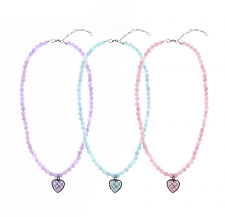 ReinSein（レインセイン）Purple checkered heart necklace
