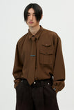 イーエスシースタジオ(ESC STUDIO) necktie shirt and brooch(brown)