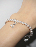 BLACKPURPLE (ブラックパープル) 	  [SILVER925] crystal clip freshwater pearl bracelet