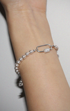 BLACKPURPLE (ブラックパープル) 	  [SILVER925] crystal clip freshwater pearl bracelet