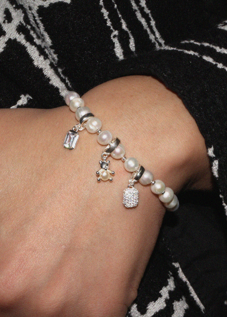 BLACKPURPLE (ブラックパープル) 	  [SILVER925] little ball freshwater pearl bracelet