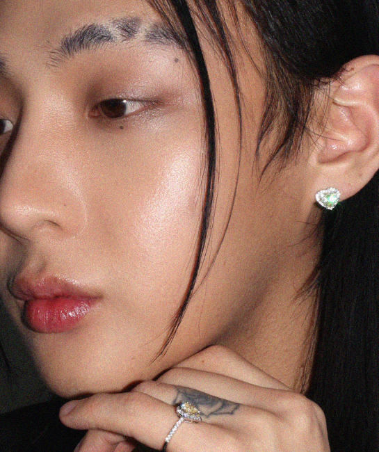 BLACKPURPLE (ブラックパープル) 	 [BLACKLABEL] Tiamo Love Crystal Earring_yellow