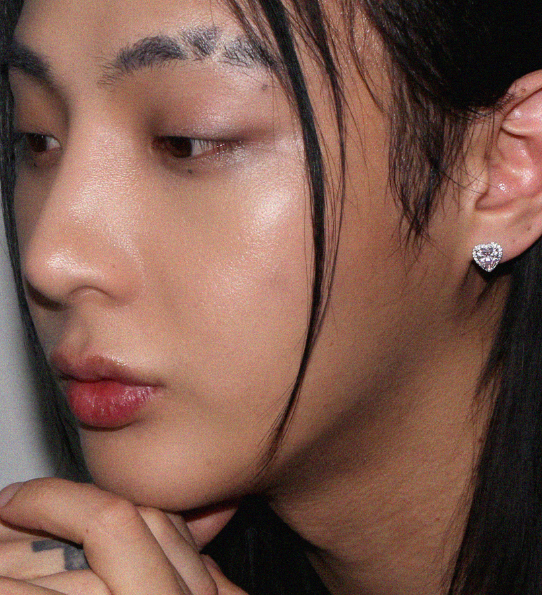 BLACKPURPLE (ブラックパープル) 	 [BLACKLABEL] Tiamo Love Crystal Earring_Pink