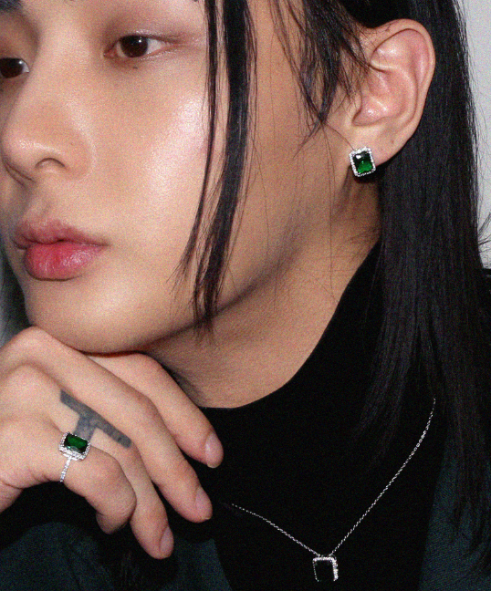 BLACKPURPLE (ブラックパープル) 	  [BLACKABEL] 3A+ mystic square crystalring_green