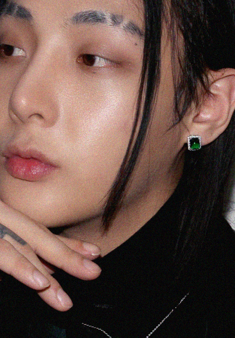 BLACKPURPLE (ブラックパープル) 	 [BLACKLABEL]mystic square crystal earing_green