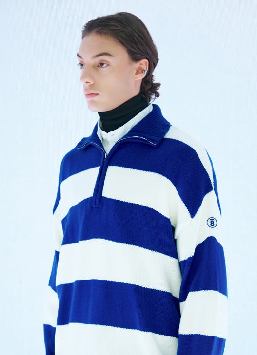 ボーンチャンプス(BORN CHAMPS)   08 STRIPE HALF ZIP-UP KNITWEAR B22FT05BL