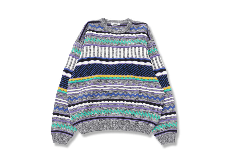 Q CUMBERS (キューカンバース) MIX PATTERN PULLOVER SWEATER/ Multi