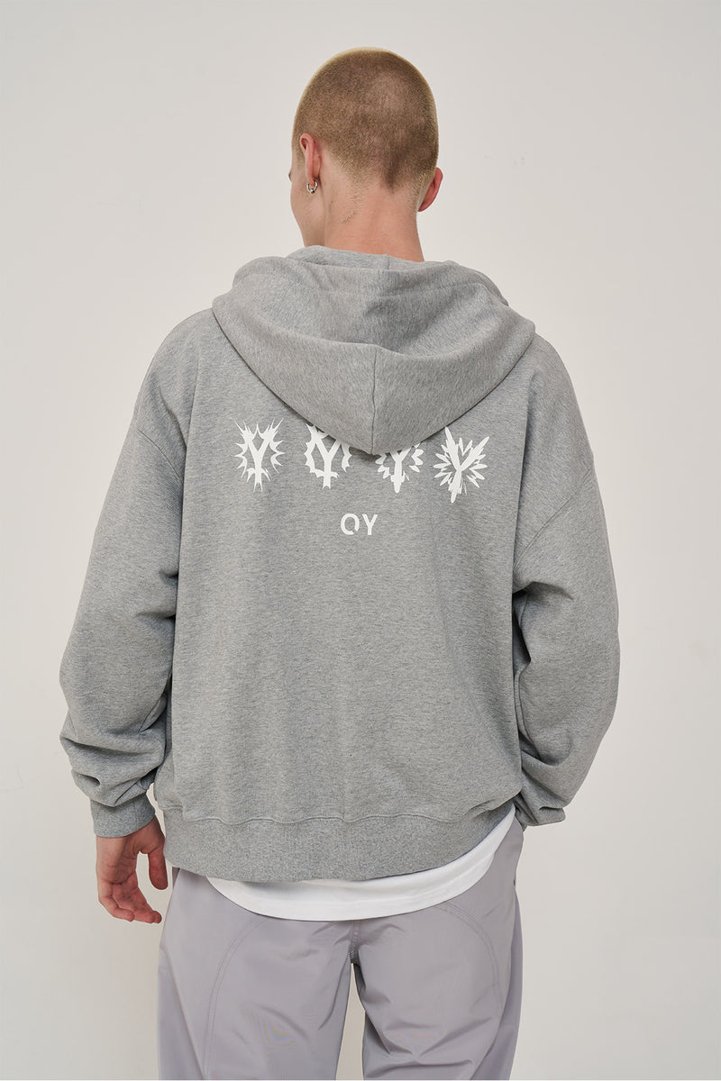 オーワイ(OY) BULLET LOGO DOUBLE HOODIE ZIP-GREY