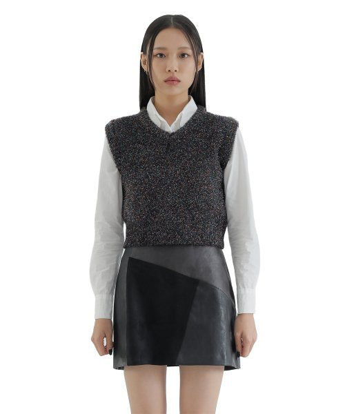 curetty (キュリティー)  C METALLIC V-NECK KNIT VEST_BLACK