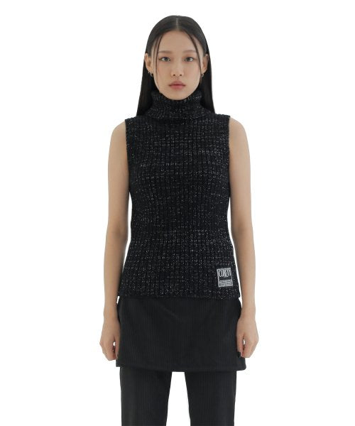 curetty (キュリティー)  C METALLIC HIGH-NECK KNIT TOP_BLACK