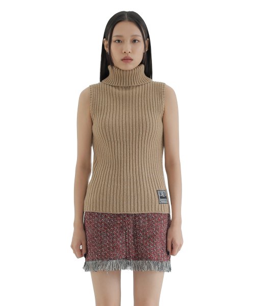 curetty (キュリティー)  C METALLIC HIGH-NECK KNIT TOP_BEIGE