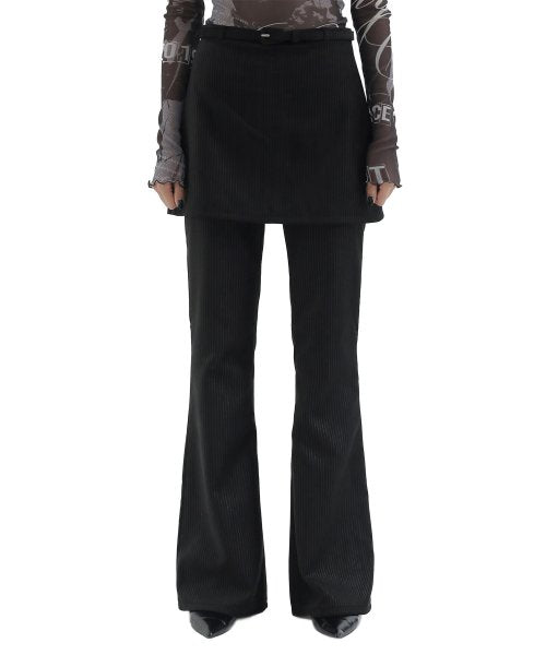 curetty (キュリティー) C STRIPE SKIRT LAYERD PANTS_BLACK