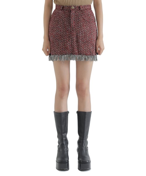 curetty (キュリティー) C FRINGE DETAIL SKIRT_RED