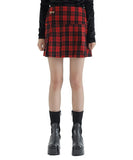 curetty (キュリティー) C METAL LOGO CHECKED PLEATS SKIRT_RED