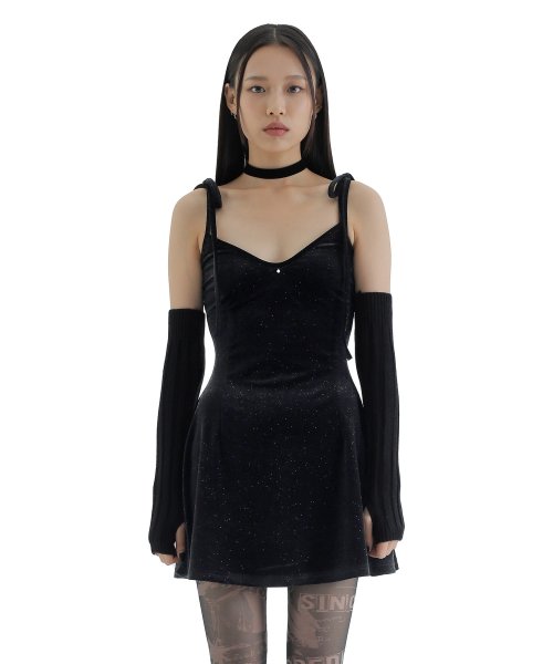 curetty (キュリティー)  C GLITTER RIBBON FLARE DRESS_BLACK