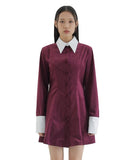 curetty (キュリティー)   C CONTRAST COLOR SHIRT DRESS_BURGUNDY