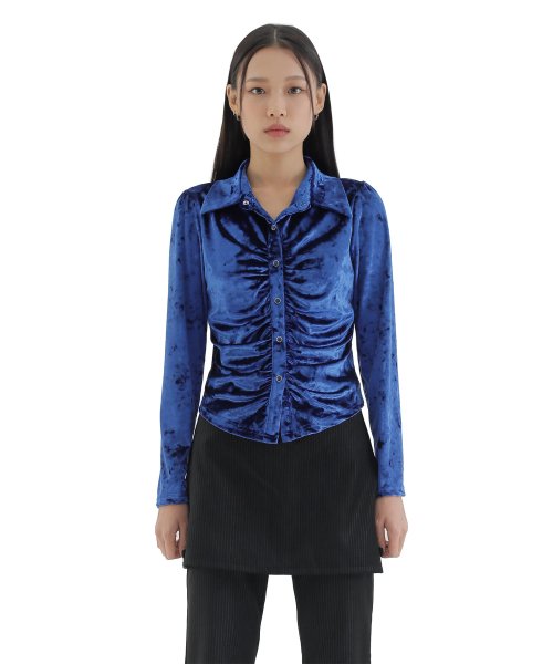 curetty (キュリティー)   C SHIRRING SNAP BUTTON SHIRT_BLUE