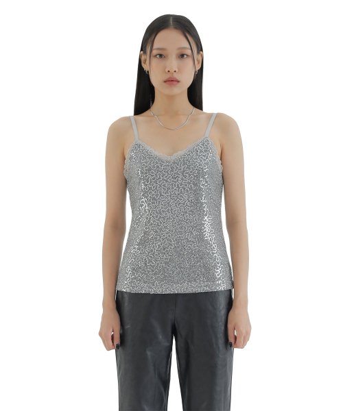 curetty (キュリティー)  C SPANGLE LACE SLEEVELESS TOP_GREY