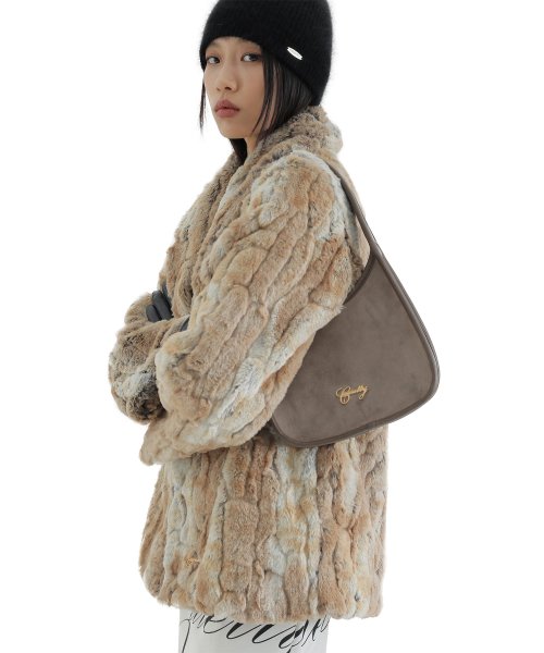 curetty (キュリティー)  C LEATHER TRIMMING SUEDE BAG_DARK BROWN