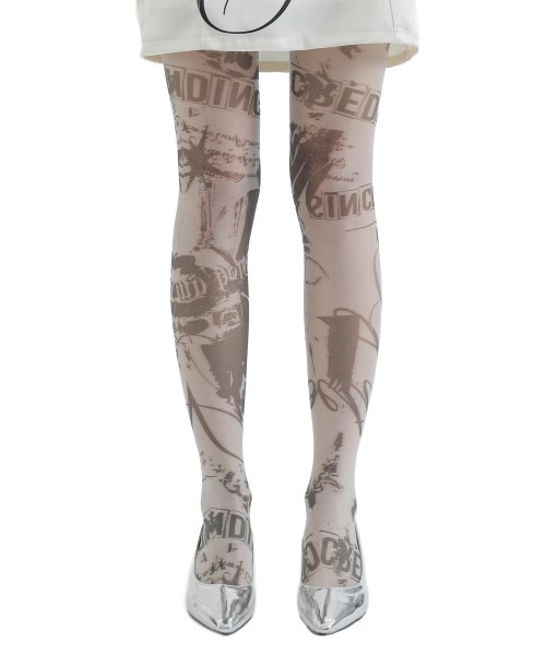 curetty (キュリティー)  C GRAPHIC SEE-THROUGH TIGHTS_WHITE