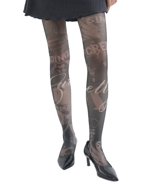 curetty (キュリティー)  C GRAPHIC SEE-THROUGH TIGHTS_BLACK
