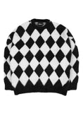 アジョバイアジョ(AJOBYAJO) Harlequin Check Oversized Sweater [Black]