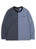 アジョバイアジョ(AJOBYAJO)       Stripe Twofold Long Sleeves T-Shirt [Blue]