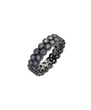 BLACKPURPLE (ブラックパープル) 	Asher Two-Line Tennis Black Silver Cubic Ring