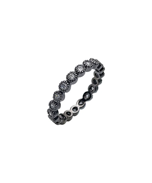 BLACKPURPLE (ブラックパープル) 	Asher Tennis Black Silver Cubic Ring