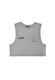 INPREP (インプレップ）GLOBE LOGO CROP SLEEVELESS (BLACK)