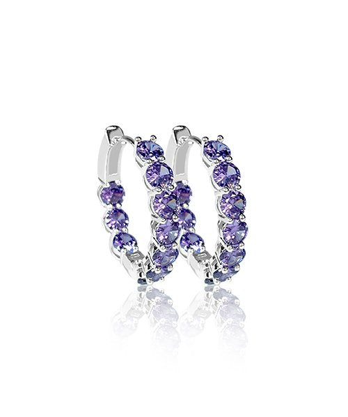 BLACKPURPLE (ブラックパープル) 	[silver925] Melody Prong Setting Earrings (4mm)_Purple