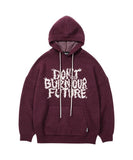 アジョバイアジョ(AJOBYAJO) Oversized (19) Slogan Wool Knit Hoodie [BURGUNDY]