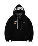 アジョバイアジョ(AJOBYAJO) Oversized (19) Slogan Wool Knit Zip-Up Hoodie [BLACK]