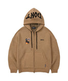 アジョバイアジョ(AJOBYAJO) Oversized (19) Slogan Wool Knit Zip-Up Hoodie [CAMEL]