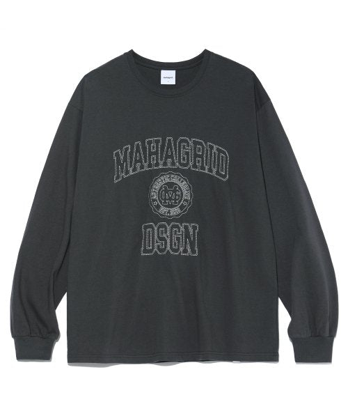 mahagrid (マハグリッド)    STITCH COLLEGE LOGO LS TEE CHARCOAL(MG2CFMT559A)