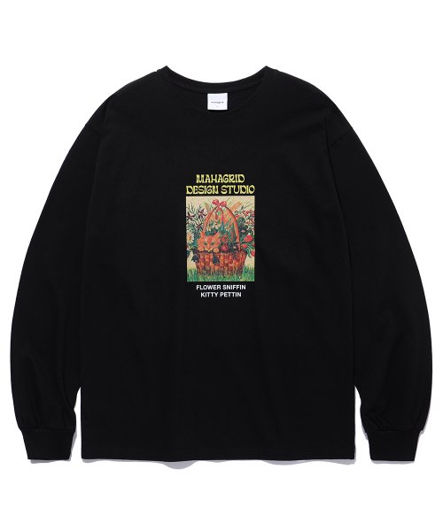 mahagrid (マハグリッド)    FLOWER KITTY LS TEE BLACK(MG2CFMT563A)