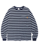 mahagrid (マハグリッド)    STRIPED POCKET LS TEE NAVY(MG2CFMT570A)