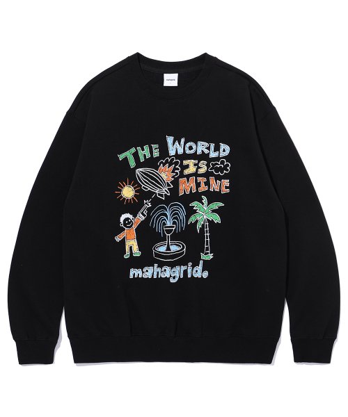 mahagrid (マハグリッド)    CRAYON DOODLE SWEATSHIRT BLACK(MG2CFMM455A)