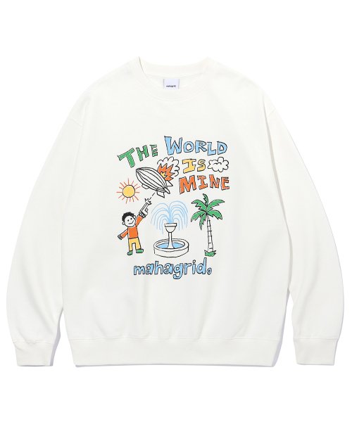 mahagrid (マハグリッド)    CRAYON DOODLE SWEATSHIRT WHITE(MG2CFMM455A)