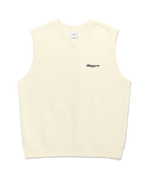 mahagrid (マハグリッド)    SCRIPT LOGO SWEAT VEST IVORY(MG2CFMM491A)